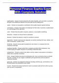 Personal Finance Sophia Exam With Complete Solution