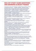 NHA CET STUDY GUIDE QUESTIONS  AND ANSWERS ALREADY PASSED