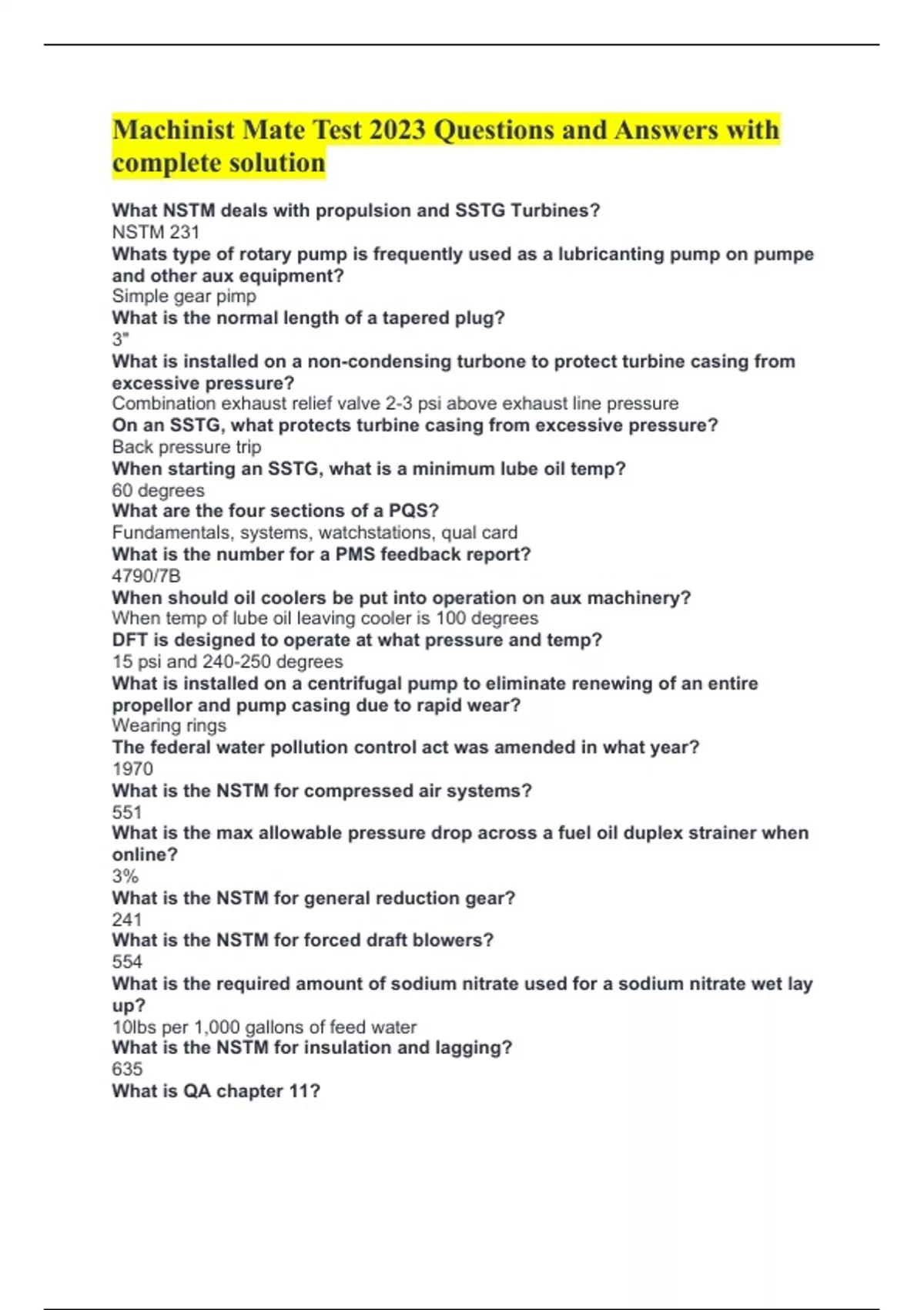 Machinist Mate Test 2023 Questions and Answers with complete solution Machining Stuvia US