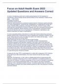 Focus on Adult Health Exam 2023 Updated Questions and Answers Correct