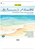 COMPLETE - Elaborated Test bank for Women's Health- A Primary Care Clinical Guide 5Ed.by Diane Schadewald, Ursula Pritham, Ellis Youngkin, Marcia Davis & Catherine Juve. ALL Chapters(1-26) Included |154| Pages - Questions & Answers
