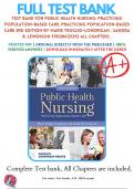 Test Bank For Public Health Nursing: Practicing Population-Based Care: Practicing Population-Based Care 3rd Edition By Marie Truglio-Londrigan , Sandra B. Lewenson 9781284121292 ALL Chapters .