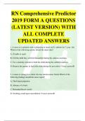 RN Comprehensive Predictor 2019 FORM A QUESTIONS (LATEST VERSION) WITH ALL COMPLETE UPDATED ANSWERS