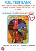 Test Bank For Myers Psychology for AP 1st Edition By David G Myers 9781429244367 ALL Chapters .