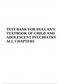 TEST BANK FOR DULCAN’S TEXTBOOK OF CHILD AND ADOLESCENT PSYCHIATRY ALL CHAPTERS