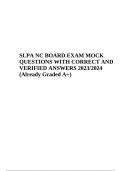 SLPA NC BOARD Final EXAM Prep QUESTIONS WITH CORRECT AND VERIFIED ANSWERS (Already Graded A+) 2023/2024