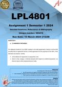 LPL4801 Assignment 1 (COMPLETE ANSWERS) Semester 1 2024 (569476)- DUE 15 March 2024