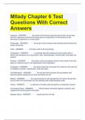 MIlady Chapter 6 Test Questions With Correct Answers