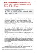 PSYC-290N Week 6 Course Project II&colon; My Virtual Life &ndash; Young&sol;Middle&sol;Late Adulthood&colon; Section 2-42 to 55 years