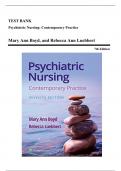 Test Bank - Psychiatric Nursing: Contemporary Practice, 7th Edition (Ann Boyd, 2022), Chapter 1-43 | All Chapters