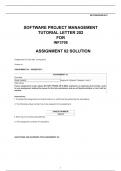 SOFTWARE PROJECT MANAGEMENT  TUTORIAL LETTER 202  FOR  INF3708    	 	ASSIGNMENT 02 SOLUTION 