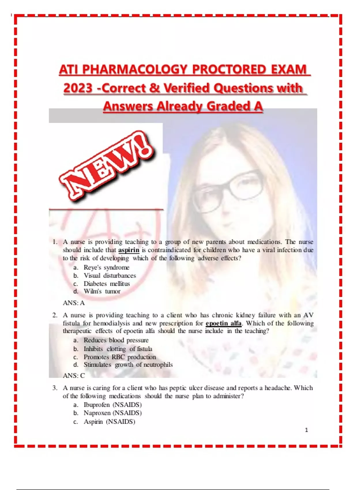 ATI PHARMACOLOGY PROCTORED EXAM 2023 -Correct & Verified Questions with ...