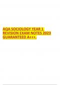 AQA SOCIOLOGY YEAR 1 REVISION EXAM NOTES 2023 GUARANTEED A+++.