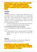COMMERCIAL LAW I &lpar;CLA1501&rpar; EXAM QUESTIONS AND ANSWERS BEST GRADED &plus; GUARANTEED SUCCESS LATEST UPDATE 2022 &lpar;CHAPTER 1-12 Q&A&rpar;