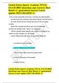 United States Sports Academy FINAL EXAM 0001 Questions and Answers Best Rated A+ guaranteed success Latest update 2023 GRADED A+