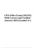 CPA Ethics Final Exam Practice Questions With Correct and Verified Answers 2023 (Graded A+)