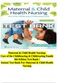 Maternal & Child Health Nursing:  Care of the Childbearing & Childrearing Family 8th Edition Test Bank /  Instant Test Bank For Maternal & Child Health Nursing