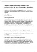 Focus on Adult Health Exam Questions and Answers &lpar;2023&rpar; Verified Solutions with Rationales &vert;Download To Score An A