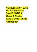 NUR2755 / NUR 2755 Multidimensional Care IV / MDC 4 Exam 3 Review (Latest 2023 / 2024) Rasmussen