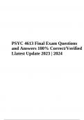 PSYC 4613 Final Exam Questions and Answers 100% Correct Latest Update 2023 | 2024.