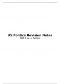 AQA A Level Politics Unit 2 (US Politics) Summary Notes