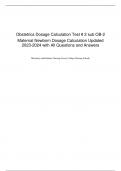 Obstetrics Dosage Calculation Test # 2 sub OB-2 Maternal Newborn Dosage Calculation Updated  2023-2024 with All Questions and Answers Maternity and Pediatric Nursing (Jersey College Nursing School)