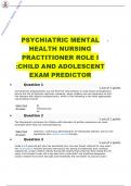 PSYCHIATRIC MENTAL HEALTH NURSING PRACTITIONER ROLE I :CHILD AND ADOLESCENT       EXAM PREDICTOR
