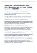 Ammo and Explosive Storage Safety Exam Questions and Answers&vert; Verified Answers&vert; 2023-2024