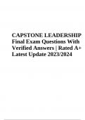 CAPSTONE LEADERSHIP Final Exam Questions With Verified Answers &vert; Rated A&plus; Latest Update 2023&sol;2024