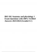 BIO 201 Anatomy and physiology 1 Exam Questions with 100% Verified Answers 2023/2024 (Graded A+)