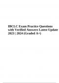 IBCLC Exam Practice Questions with Verified Answers Latest Update 2023 | 2024 (Graded A+)