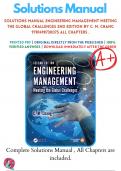 Solutions Manual Engineering Management Meeting the Global Challenges 2nd Edition By C. M. Chang 9781498730075 ALL Chapters .