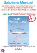 Solutions Manual For Aircraft Performance An Engineering Approach 1st Edition By Mohammad H. Sadraey 9781498776554 ALL Chapters .