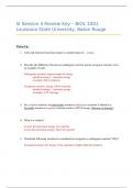 BIOL 1001 (Paul) SI Session #4 Review Key (Exam Prep Questions) - Louisiana State University (LSU), Baton Rouge