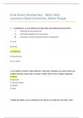 BIOL 1001 (Paul) Final Exam Review Key - Louisiana State University (LSU), Baton Rouge