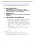 BIOL 1001 (Paul) Ch. 31 Study Notes & Exam Prep Questions - Louisiana State University (LSU), Baton Rouge