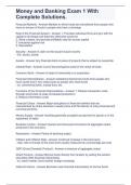 Money and Banking Exam 1 With Complete Solutions&period;