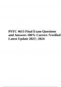 PSYC 4613 Final Exam Test Questions with Answers Correct Latest Update 2023 | 2024