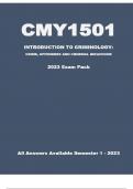CMY1501 Updated Exam Pack (2023) Oct/Nov [A+ Guaranteed] - Introduction to Criminology: Crime, Offenders and Criminal Behaviour