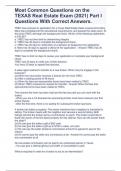Most Common Questions on the TEXAS Real Estate Exam &lpar;2021&rpar; Part I Questions With Correct Answers&period;