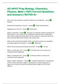 AC-HPAT Prep Biology, Chemistry, Physics, Math | 100% Correct Questions and Answers | RATED A+