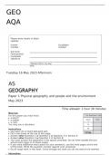 AQA AS LEVEL  GEOGRAPHY Paper 1 MAY 2023 > Physical geography and people and the environment 
