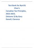 Test Bank for Byrd &  Chen's Canadian Tax Principles,  2022-2023, (Volume 2) By Gary  Donell, Clarence