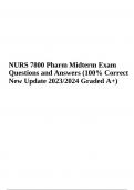 NURS 7800 Pharm Midterm Exam Questions With Correct and Verified Answers New Update 2023/2024 Graded A+