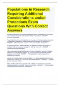 Populations in Research Requiring Additional Considerations and&sol;or Protections Exam Questions With Correct Answers