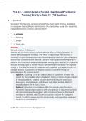 NCLEX Comprehensive Mental Health and Psychiatric Nursing Practice Quiz &num;1&colon; 75 Questions and Answers