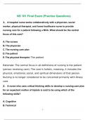 NS 101 Final Exam &lpar;Practice Questions and Answers&rpar;