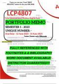 LCP4807 PORTFOLIO MEMO - MAY/JUNE 2023 - SEMESTER 1 - UNISA - (DETAILED ANSWERS - DISTINCTION GUARANTEED!)