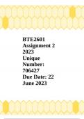 BTE2601 Assignment 2 2023 Unique Number: 706427 