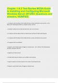 Chapter 1 & 2 Test Review MCSA Guide to Installing and Configuring Microsoft Windows Server 2012&sol;R2&period; Questions and answers&comma; VERIFIED&period;